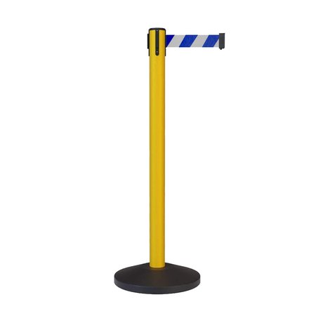 MONTOUR LINE Stanchion Belt Barrier Yellow Post 13ft.Blue/White Belt MS630-YW-BWD-130